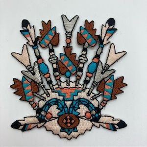 3/$25! VINTAGE 1980s EMBROIDERED SOUTHWESTERN/CEREMONIAL HEADDRESS APPLIQUÉ